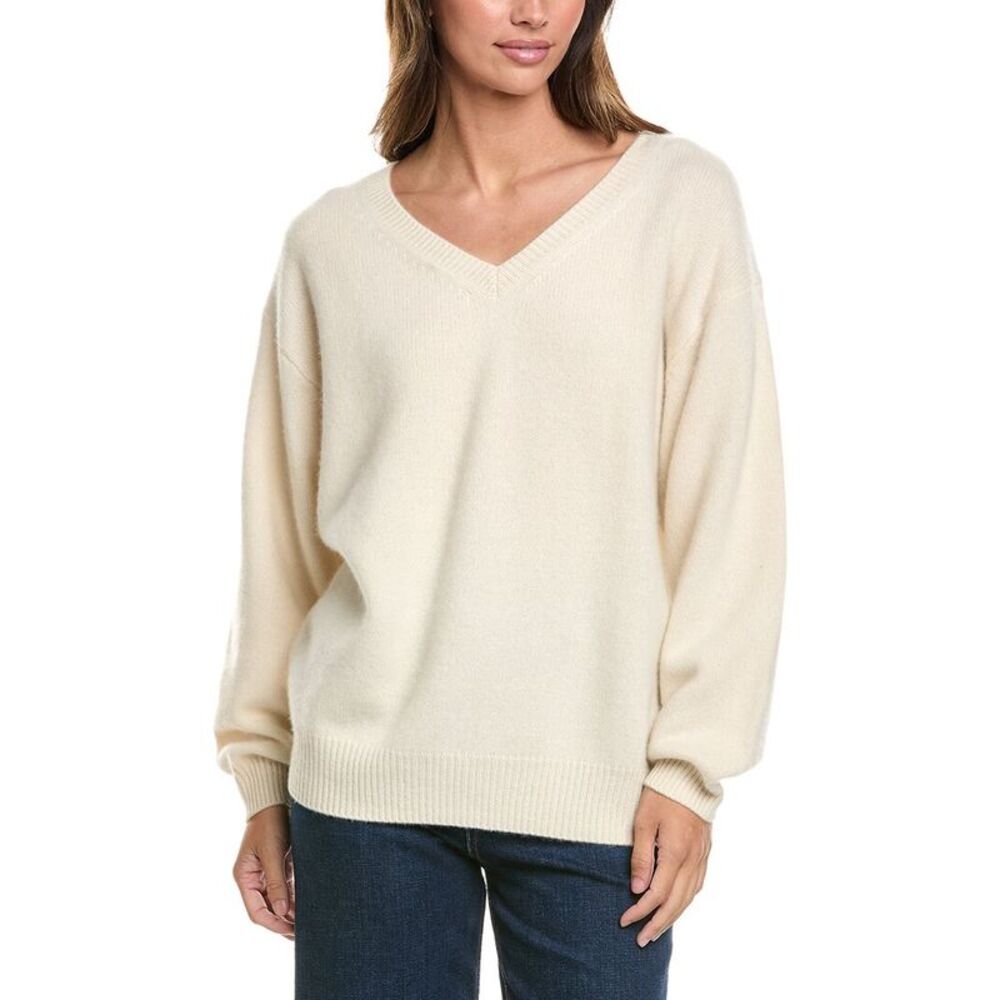 Frame Denim Womens  The Cashmere V-Neck Sweater, White